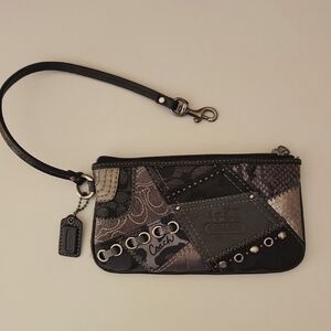 Coach Madison Patchwork Wristlet Clutch - Silver-tone metal accents